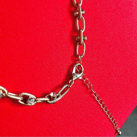 J. Crew Long Gold & Rhinestone Chain Link Y Necklace with Tassel - Picture 7 of 8